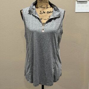 Gray Sleeveless Zip-Up Women's Top